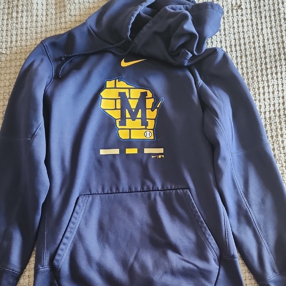 Nike Blue Hoodie with Yellow Graphic